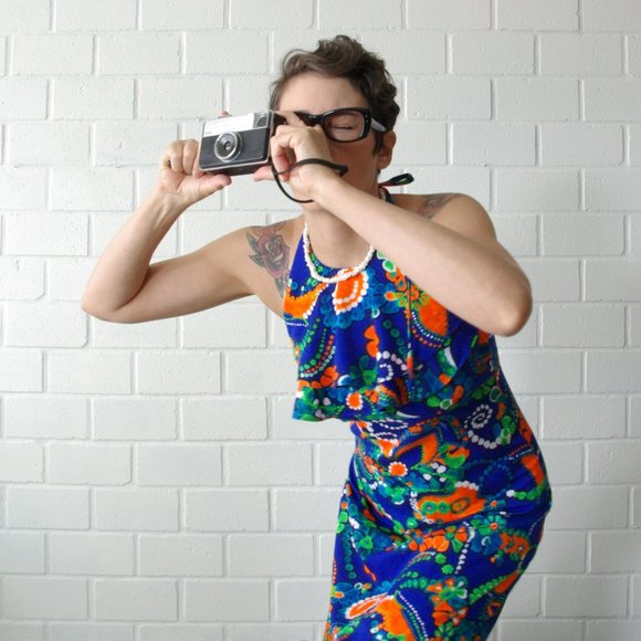 Blue Hawaiian Flounced 70s Halter Maxi Dress - Picture 15 of 15